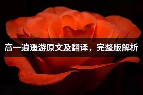逍遥游全文翻译及重点字词